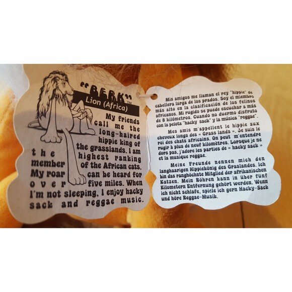 VTG NWT K&M International Slumpers "BERK" LION‎ Plush 12" Plush Toy 2000 - Picture 8 of 12